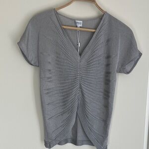 ARMANI COLLEZIONI Maglia V-Neck Pullover S/Sleeve Top in Grey Women’s 6 NWT